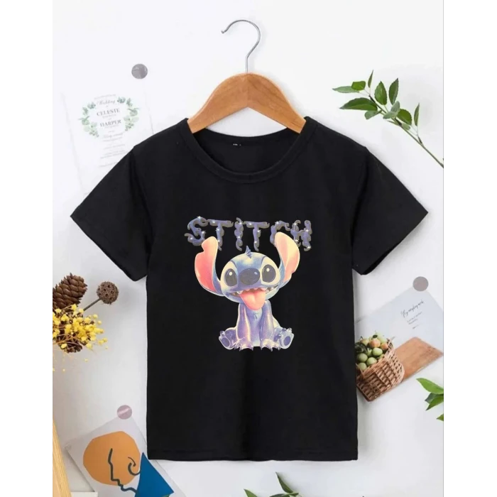 ieg™    Bisiklet Yaka Kısa Kol   Baskılı T-Shirt - Siyah -