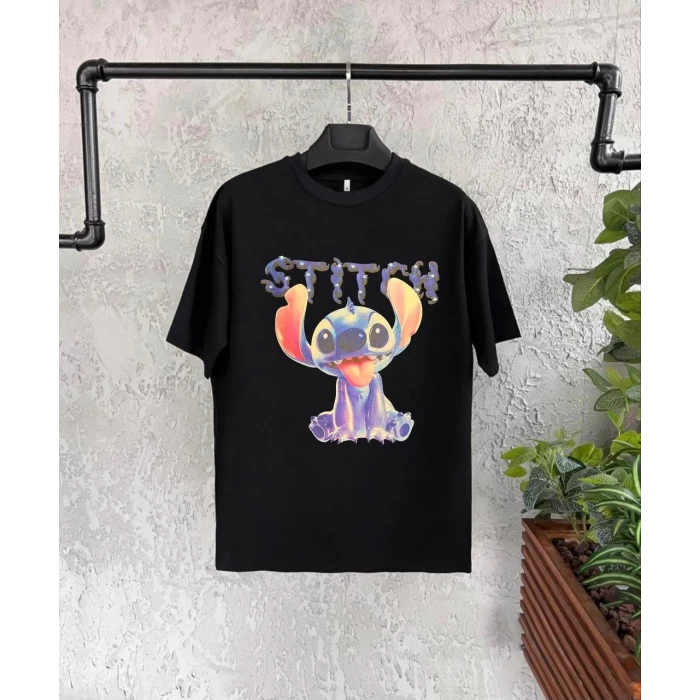 ieg™    Bisiklet Yaka Kısa Kol   Baskılı T-Shirt - Siyah -