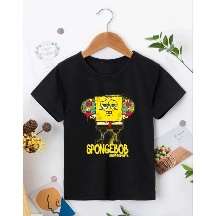ieg™    Bisiklet Yaka Kısa Kol   Baskılı T-Shirt - Siyah -