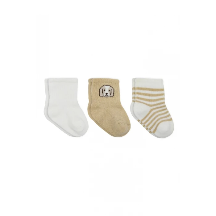ieg™ Bistyle Dog Boy 3lü Penye Soket Çorap 10134 Ekru
