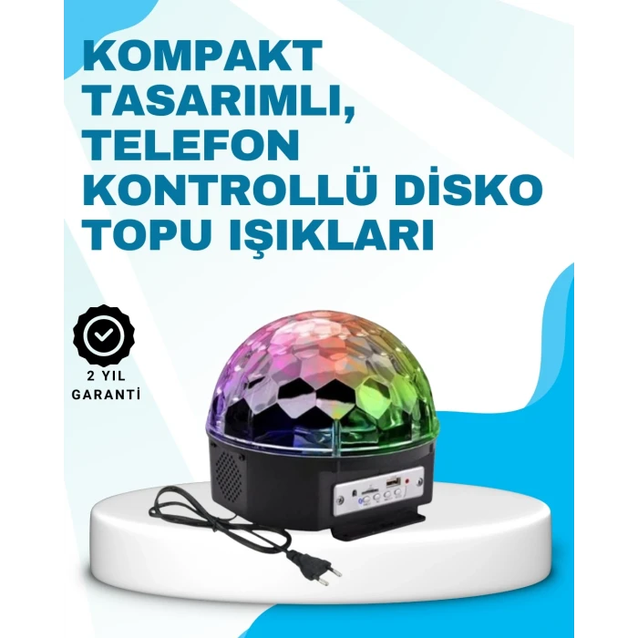 ieg™ Bluetooth Bağlantılı Renkli Masaüstü Disko Topu Işık Gösterisi