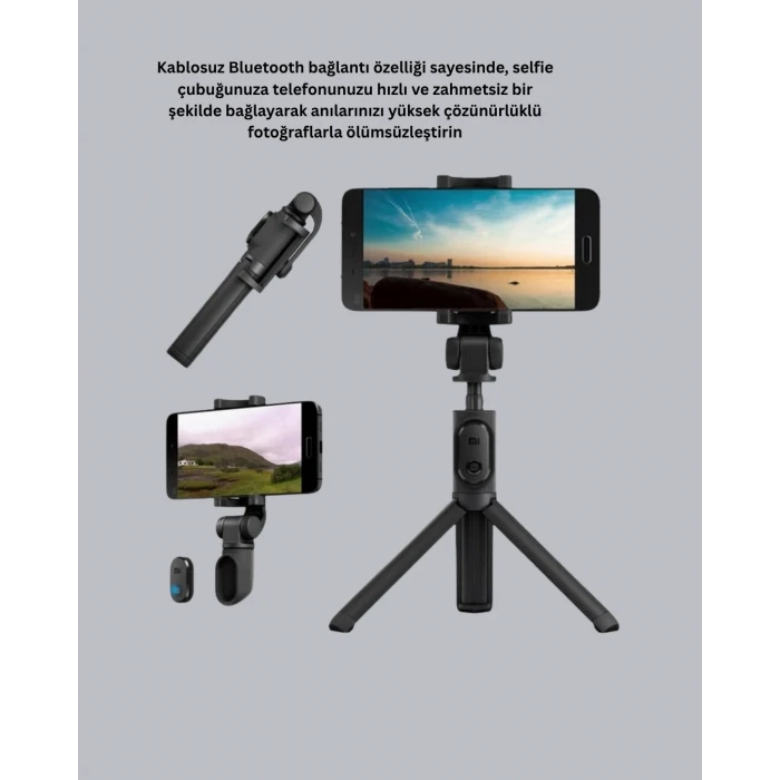 ieg™ Bluetooth Selfie Çubuğu – 360° Dönebilen Başlık Kablosuz Bağlantı