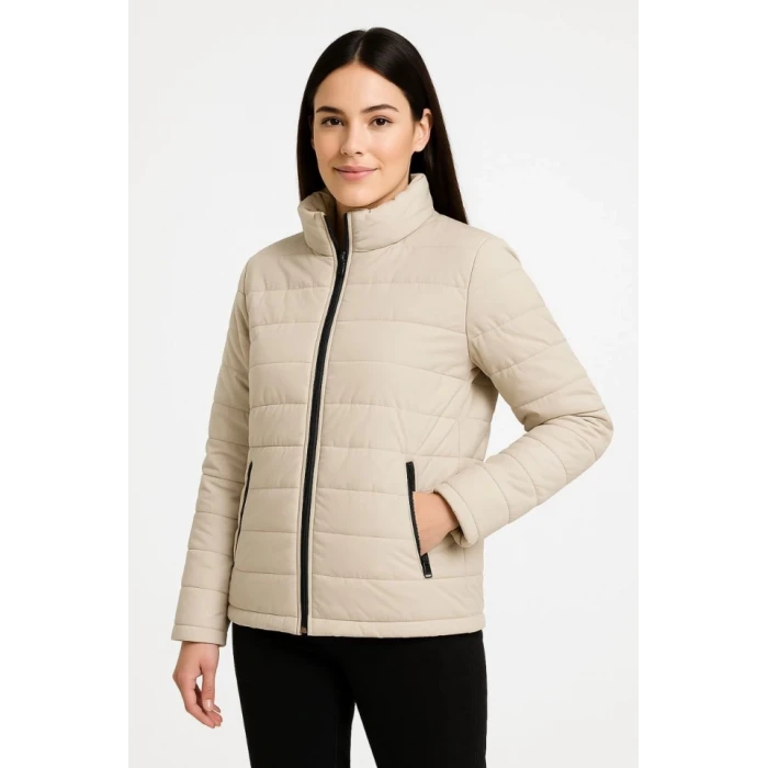 ieg™ Bomber Mont Ceket – Su İtici Kumaş, Kapitone Astarlı, Fermuarlı, Kışlık - Bej