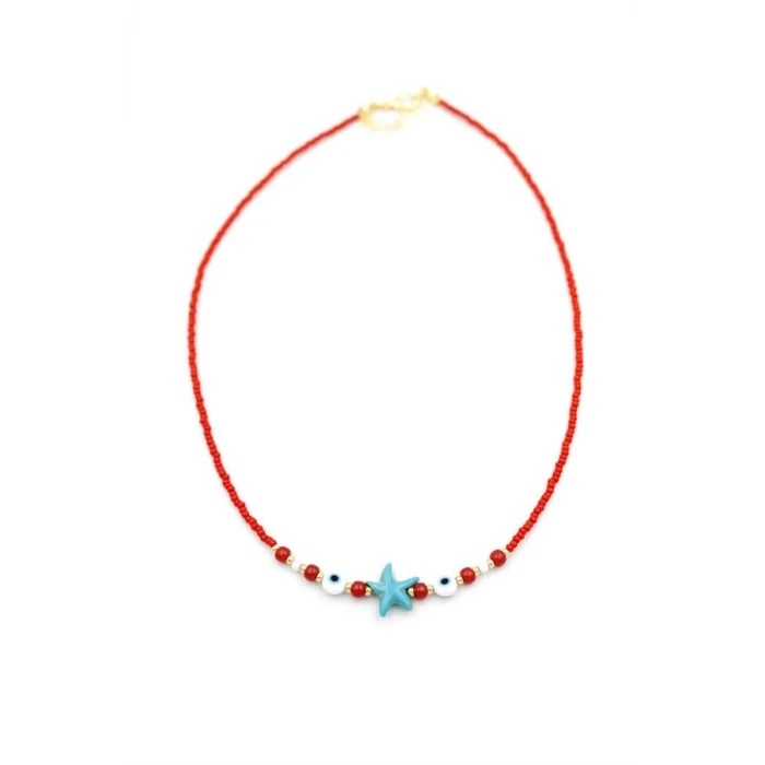 ieg™ Boncuk Deniz Yıldzı Kolye - Kırmızı