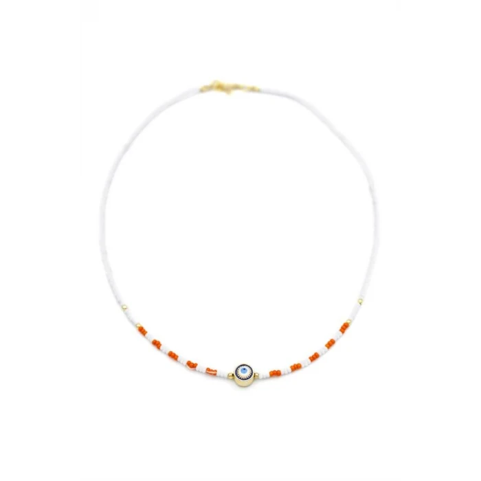 İEG Boncuk Göz Kolye - Beyaz