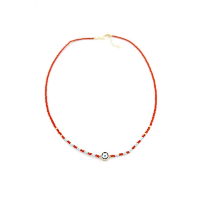 İEG Boncuk Göz Kolye - Kırmızı