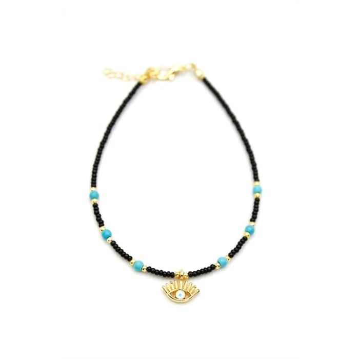 ieg™ Boncuklu Göz Halhal - Siyah