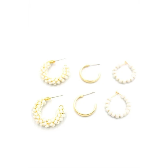 ieg™ Boncuklu Küpe Seti - Krem