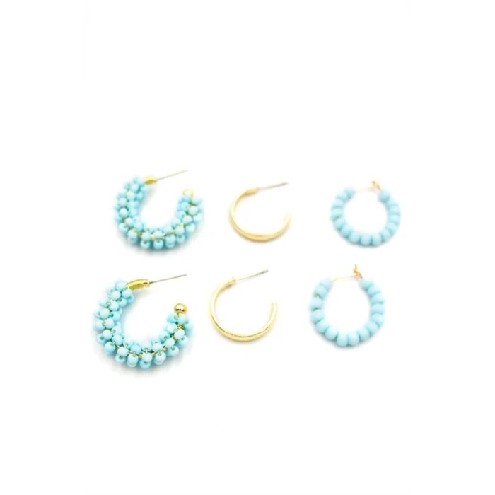 ieg™ Boncuklu Küpe Seti - Turkuaz