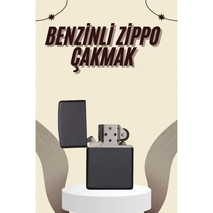 ieg™ Çakmak Parlak Siyah Benzinli Çakmak Cep Boy Doldurulabilir