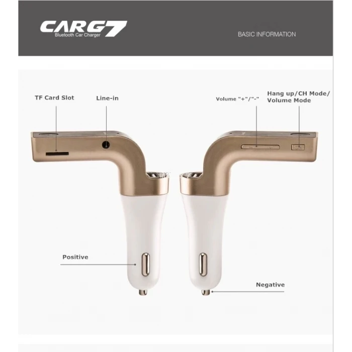 ieg™ Carg7 Bluetooth Araç Fm Transmitter Usb Girişli