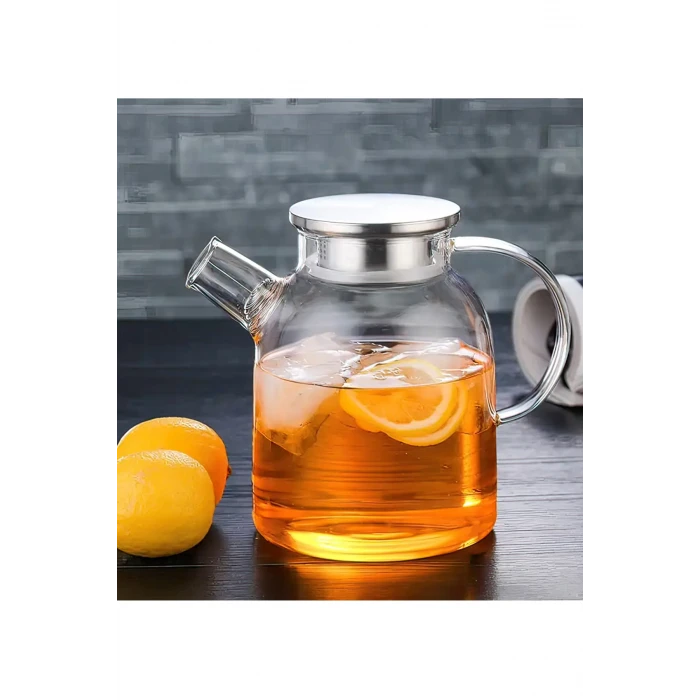 ieg™ Çelik Kapaklı Borosilikat Cam Demlik 1500ML -CM-2003