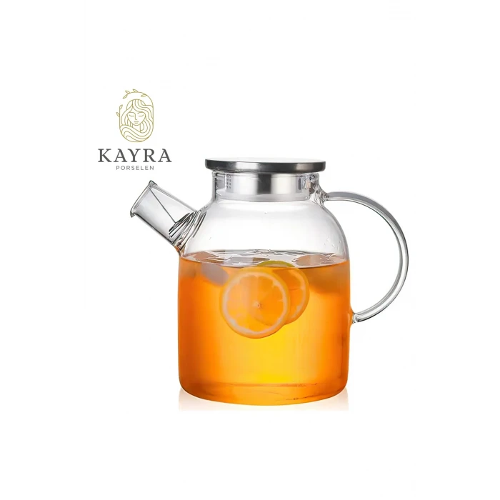 ieg™ Çelik Kapaklı Borosilikat Cam Demlik 1500ML -CM-2003