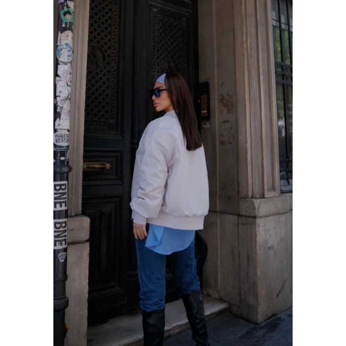 ieg™ Cepli Bomber Ceket Mont - Beyaz