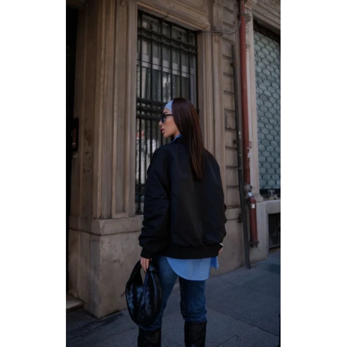 ieg™ Cepli Bomber Ceket Mont - Siyah