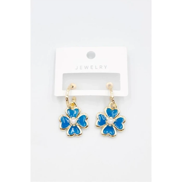 İEG Çiçek Küpe - Mavi