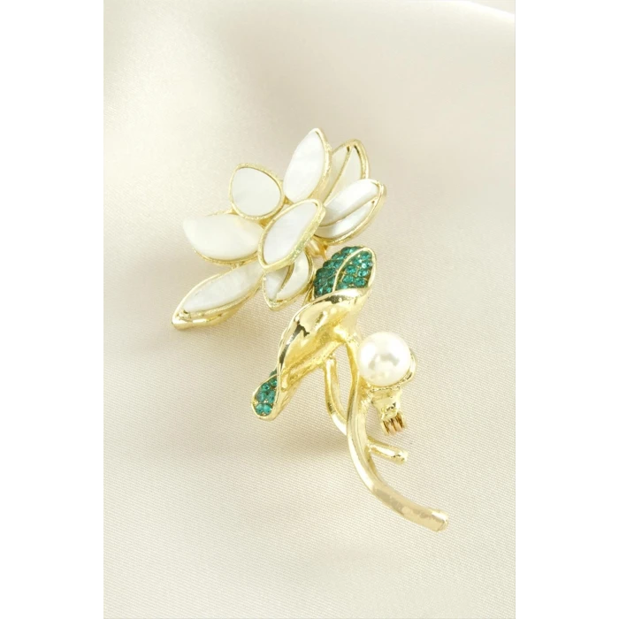 ieg™ Çiçek Mineli Taşlı Broş