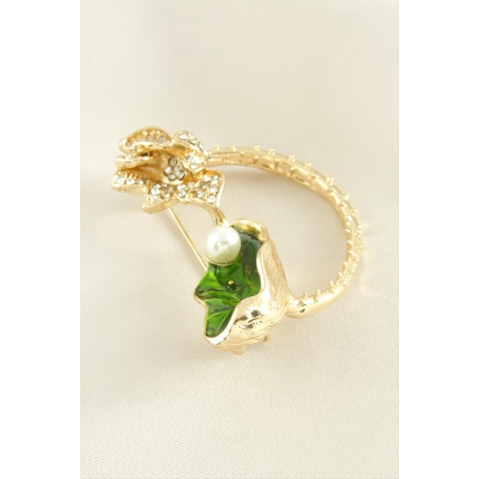 ieg™ Çiçek Mineli Taşlı Broş