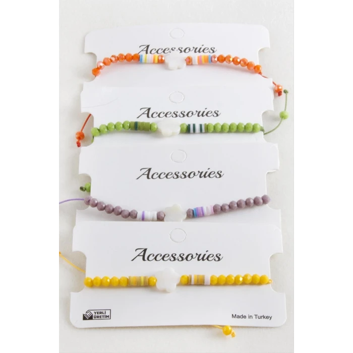 ieg™ Çiçek Sedef Kristal Makrome İp Bileklik