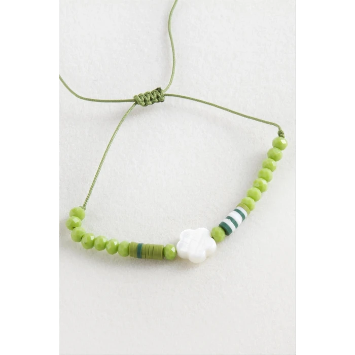 ieg™ Çiçek Sedef Kristal Makrome İp Bileklik