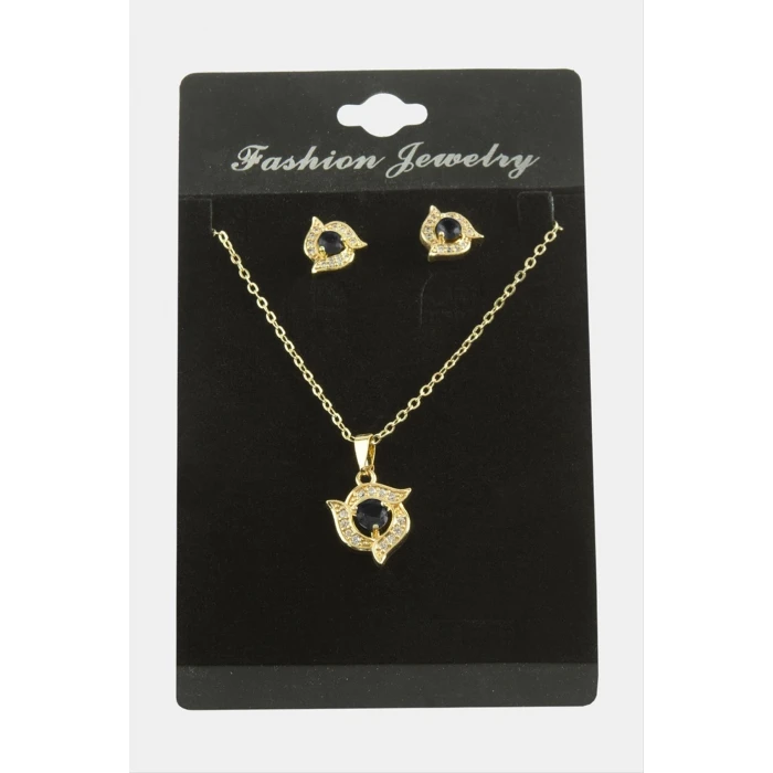 ieg™ Çiçek Zirkon Taşlı Set Kolye