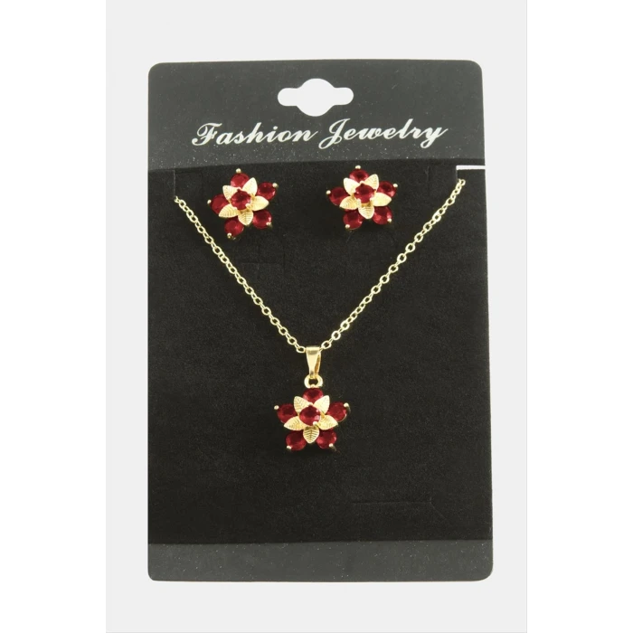 ieg™ Çiçek Zirkon Taşlı Set Kolye