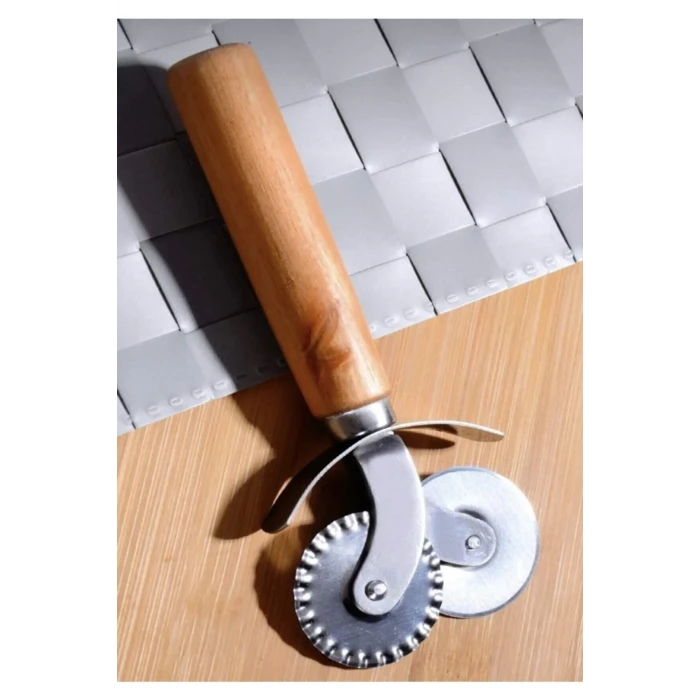 İEG Çift Başlıklı Ahşap Saplı Pizza Kesici Hamur Kesici