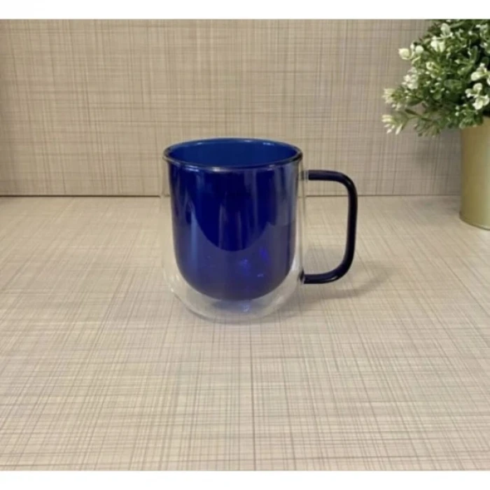 ieg™ Çift Cidarlı Cam Kupa Lacivert Renk