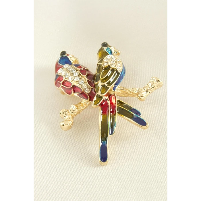 ieg™ Çift Kuş Mineli Taşlı Broş