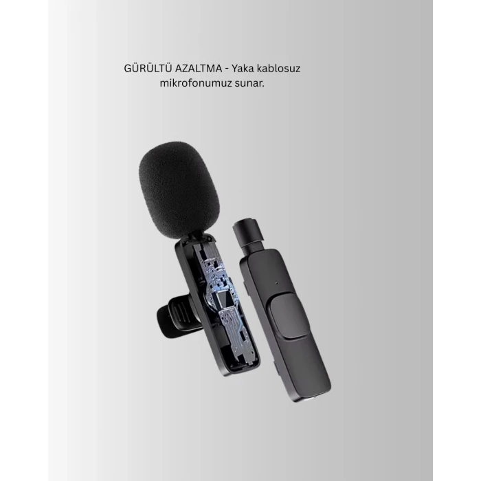 ieg™ Çift Mikrofonlu Kablosuz Kayıt Seti iPhone Uyumlu Mini Mikrofon