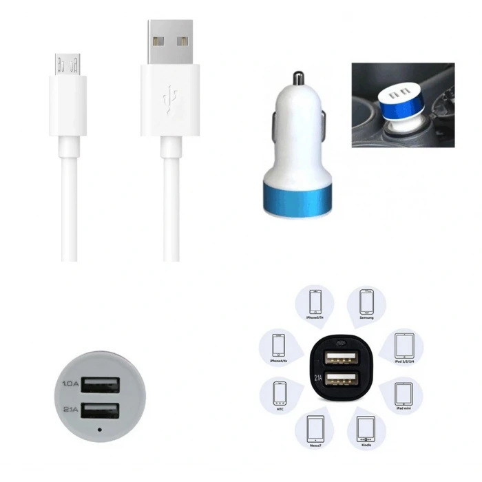 ieg™ Çift Usb Girişli 3.1 Çıkışlı Seyahat Seti Android / Micro Usb