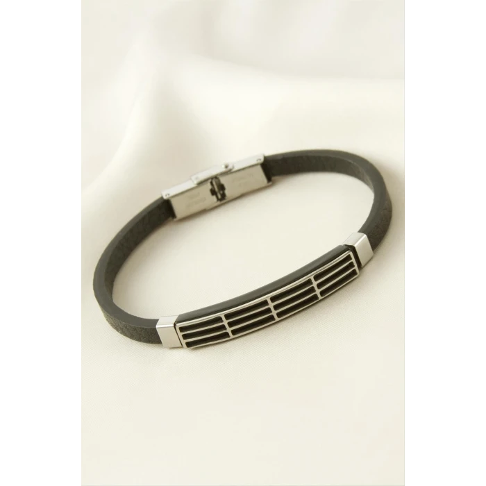 ieg™ Çizgili Deri Çelik Bileklik