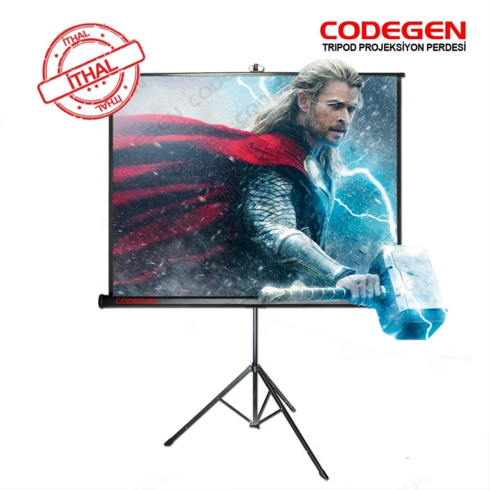 ieg™ Codegen Tx-20 Trıpod Projeksiyon Perdesi 200x200 (arkası Siyah Fonlu - Taşınabilir Ayaklı Model)(1923)