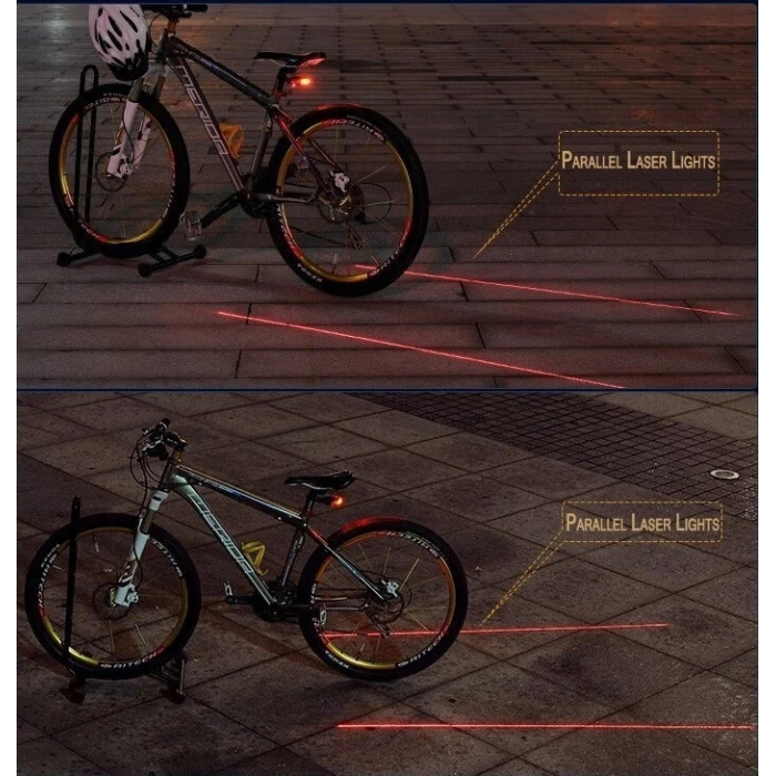 ieg™  Çok Fonksiyonlu Pilli Bisiklet Led Lazer Işığı Arka Stop Lambası