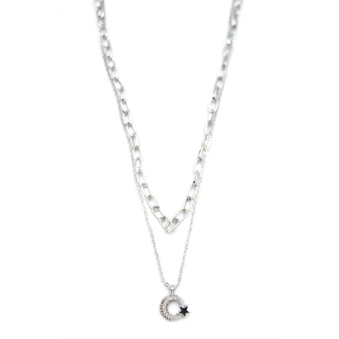 İEG Çoklu Ay Yıldız Kolye - Gümüş