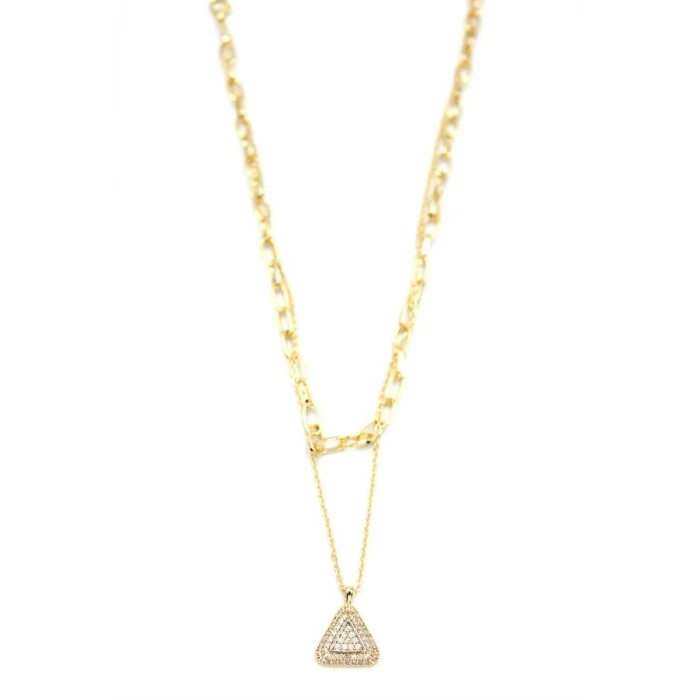 İEG Çoklu Üçgen Kolye - Altın