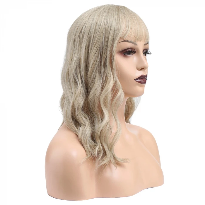 ieg™ Dalgalı Kısa Perçemli Fiber Sentetik Peruk - Balköpüğü / Platin Röfleli