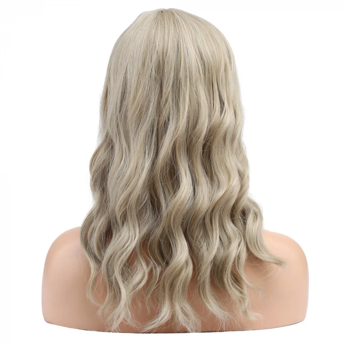 ieg™ Dalgalı Kısa Perçemli Fiber Sentetik Peruk - Balköpüğü / Platin Röfleli