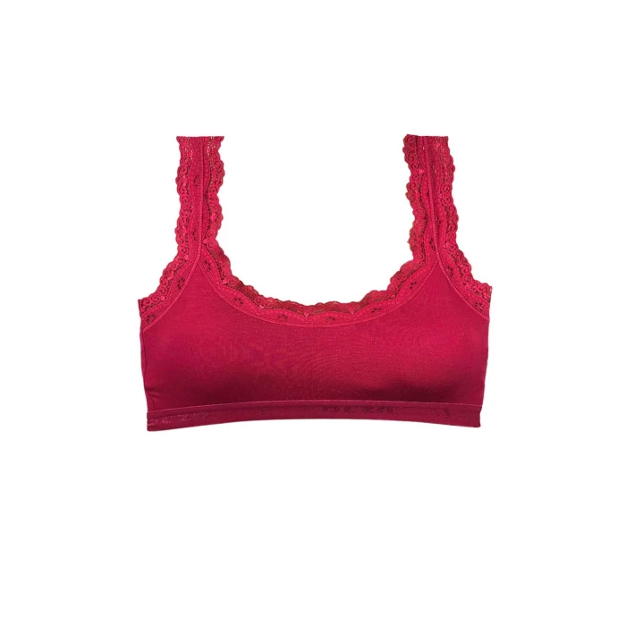 ieg™ Dantel Nakış İşlemeli Pedli Bambu Kadın Büstiyer Bordo