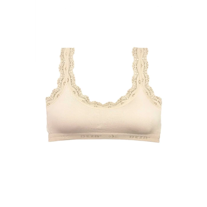 ieg™ Dantel Nakış İşlemeli Pedli Bambu Kadın Büstiyer Krem