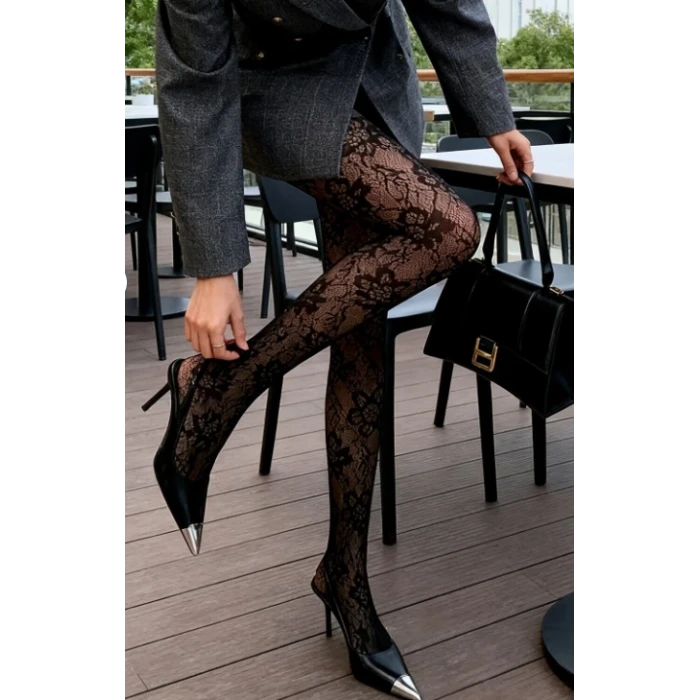 ieg™ Dantelli çorap , Şık Gül,  Çiçek Desenli , Çorap