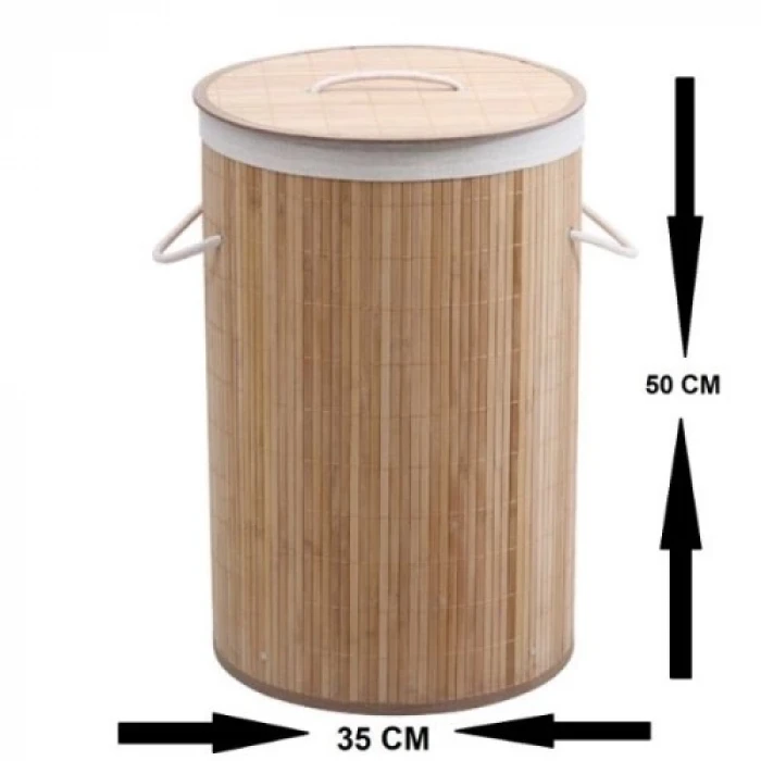 ieg™ DecoHandy Yuvarlak Bambu Kirli Sepeti