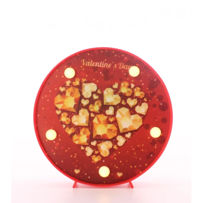 ieg ™ Dekoratif  3D Led Lamba Gold Kalp Temalı  Led Lamba