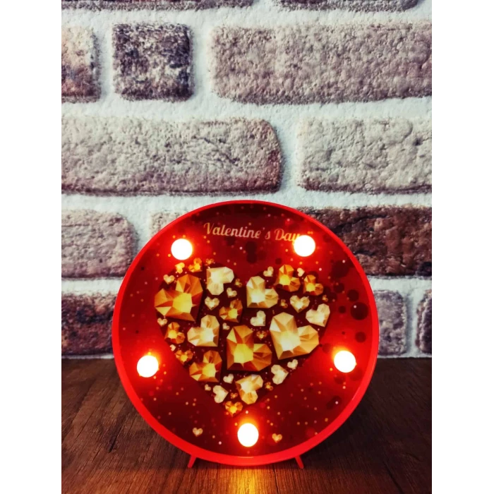 ieg ™ Dekoratif  3D Led Lamba Gold Kalp Temalı  Led Lamba