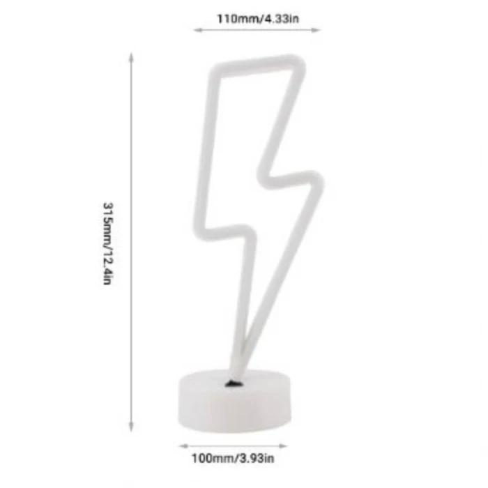 ieg™  Dekoratif Şimşek Şeklinde Pilli Neon Led Lamba Süs Masa Lambası