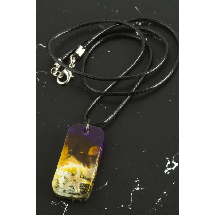 ieg™ Deniz Yıldızı Dikdörtgen Epoksi Kolye