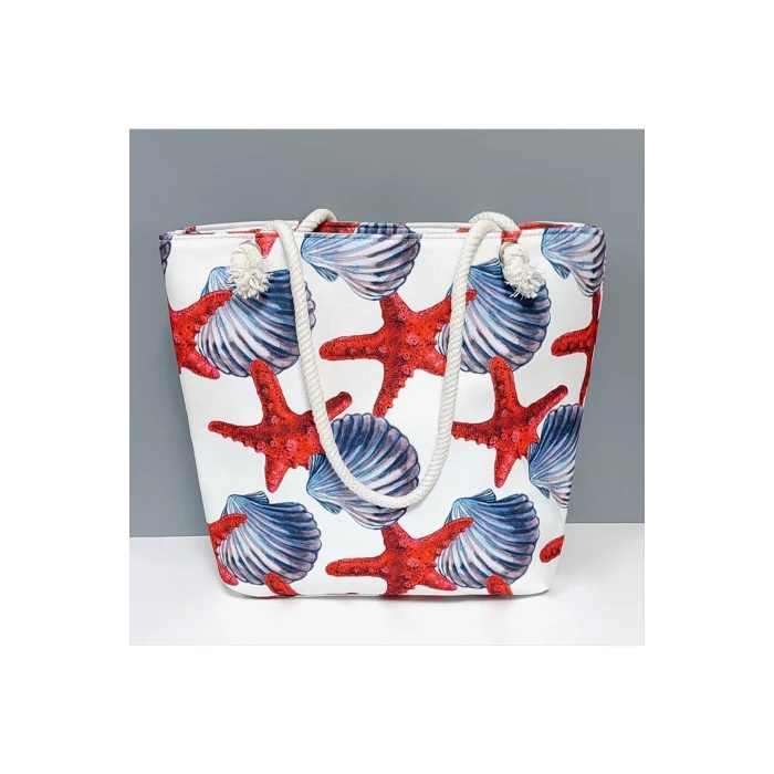 ieg™ Deniz Yıldızı İstiridye Desenli Plaj Çantası