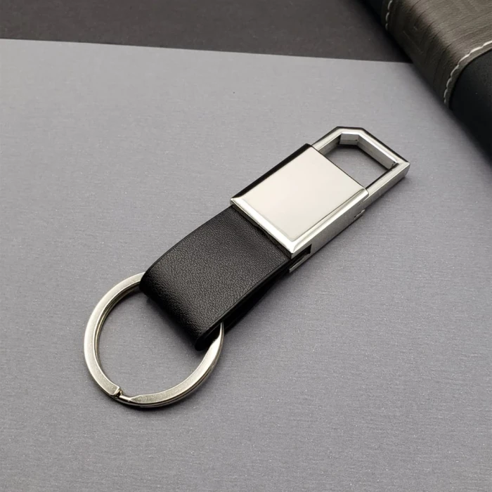 ieg™ Deri Siyah Gümüş Metal Anahtarlık
