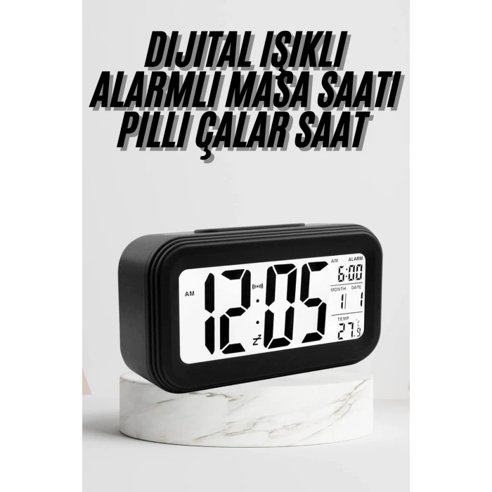 ieg™ Dijital Masa Saati Termometre Takvim Led Ekran Pilli Ev Ofis Masası