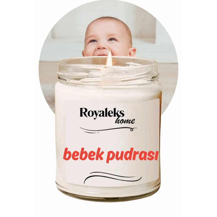 İEG Doğal Özel Seri Kokulu Dekoratif Kavanoz Mum 210 cc - Bebek Pudrası - RYL